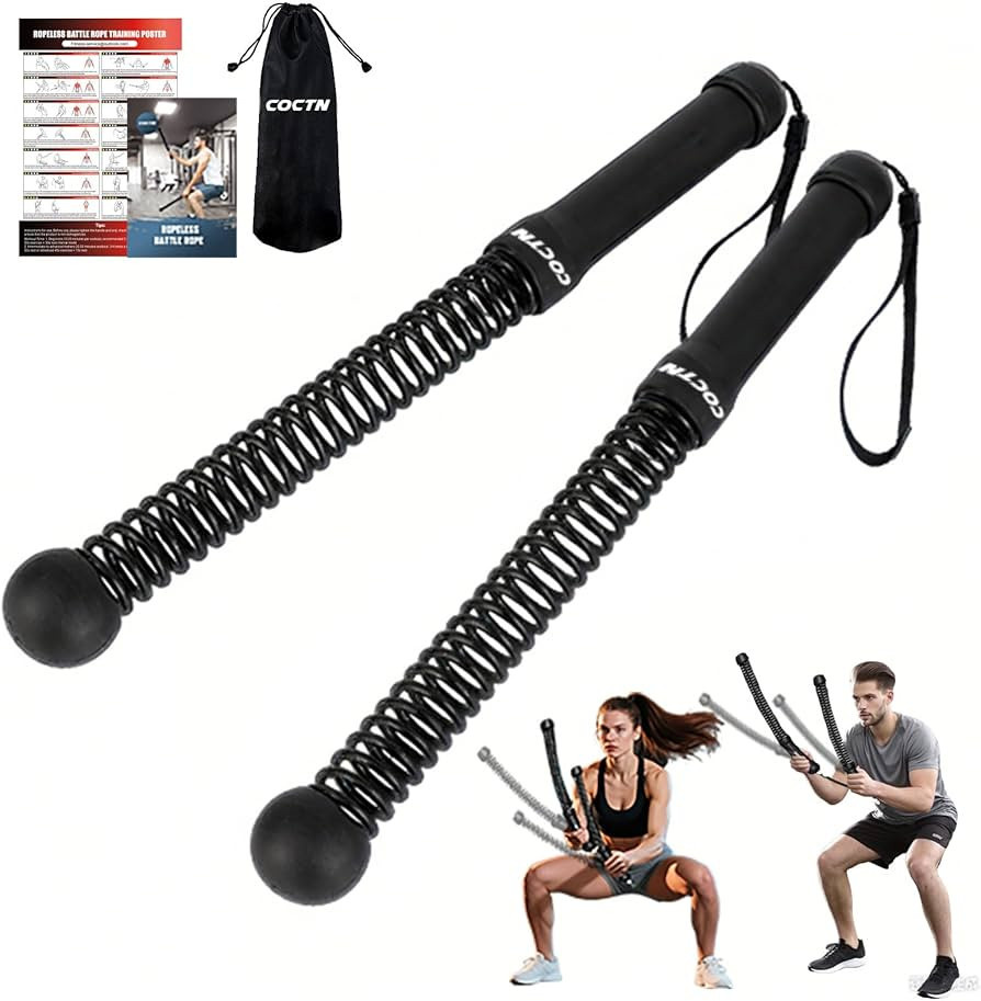 Weighted Ropeless Battle Ropes, Heavy Duty Portable Cordless Battle Ropes for Home Gym with Poste... | Amazon (US)