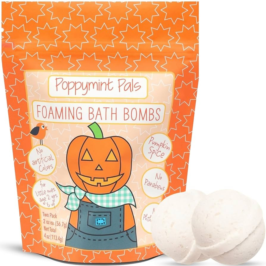 Poppymint Pals Holiday Bath Bombs (Pumpkin Spice) | Natural Foaming Fizzies with Phthalate-Free C... | Amazon (US)