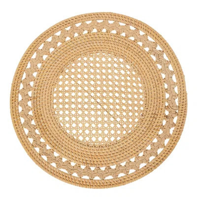 Round 15 in. Rattan Decorative Placemats (Set of 2 pc) with Braided Edge, Natural Color | Wayfair North America