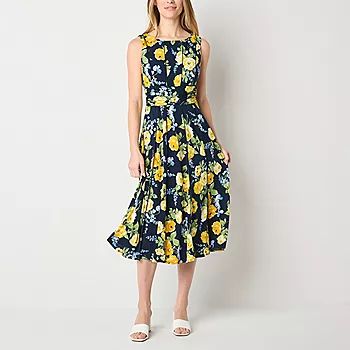 new!Perceptions Sleeveless Floral Midi Fit + Flare Dress | JCPenney