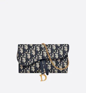 Saddle Wallet Blue Dior Oblique Jacquard | DIOR | Dior Beauty (US)