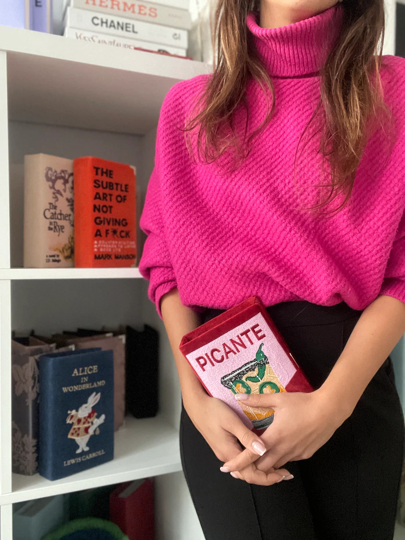 Book Clutch Purse, Embroidered Evening Novelty Bag - Etsy UK | Etsy (US)