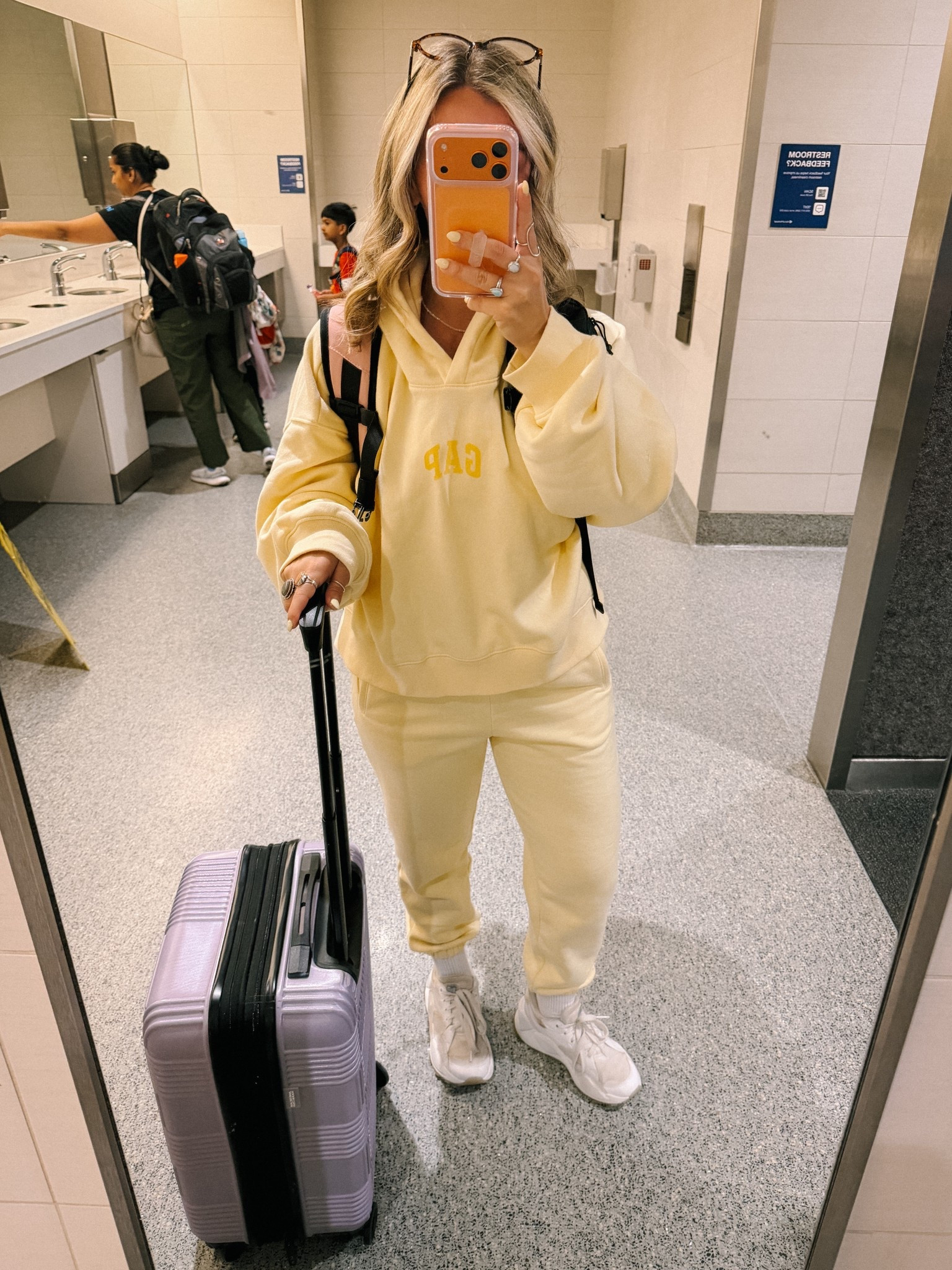 Cozy Airport fit featuring @gapstyle  
Hoodie: XL 
Joggers: XS petite 

I got multiple compliments on this beautiful yellow color spring sweat set! 🌼

#LTKootd #LTKTravel