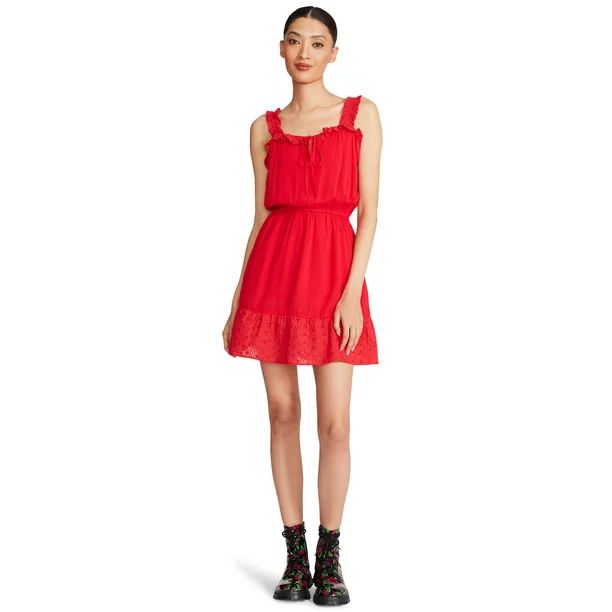 Luv Betsey By Betsey Johnson Women's Eyelet Ruffle Dress | Walmart (US)