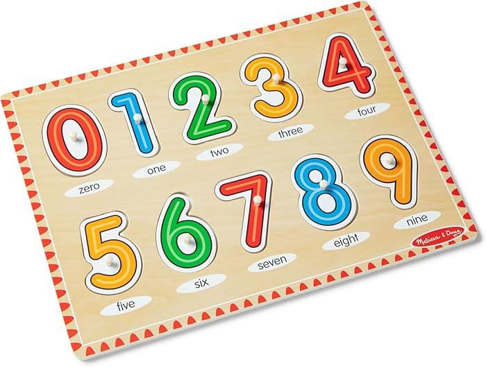 Melissa & Doug Lift & See Numbers Wooden Peg Puzzle - 10 Pieces Number Puzzles for Toddlers and K... | Amazon (US)