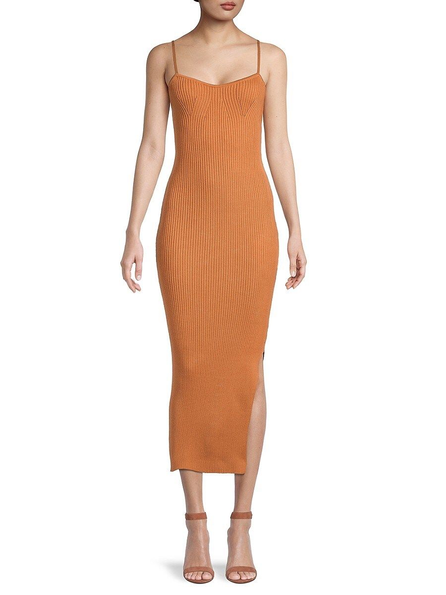 Lucca Women's Carrie Ribbed Slip Dress - Orange - Size L | Saks Fifth Avenue OFF 5TH