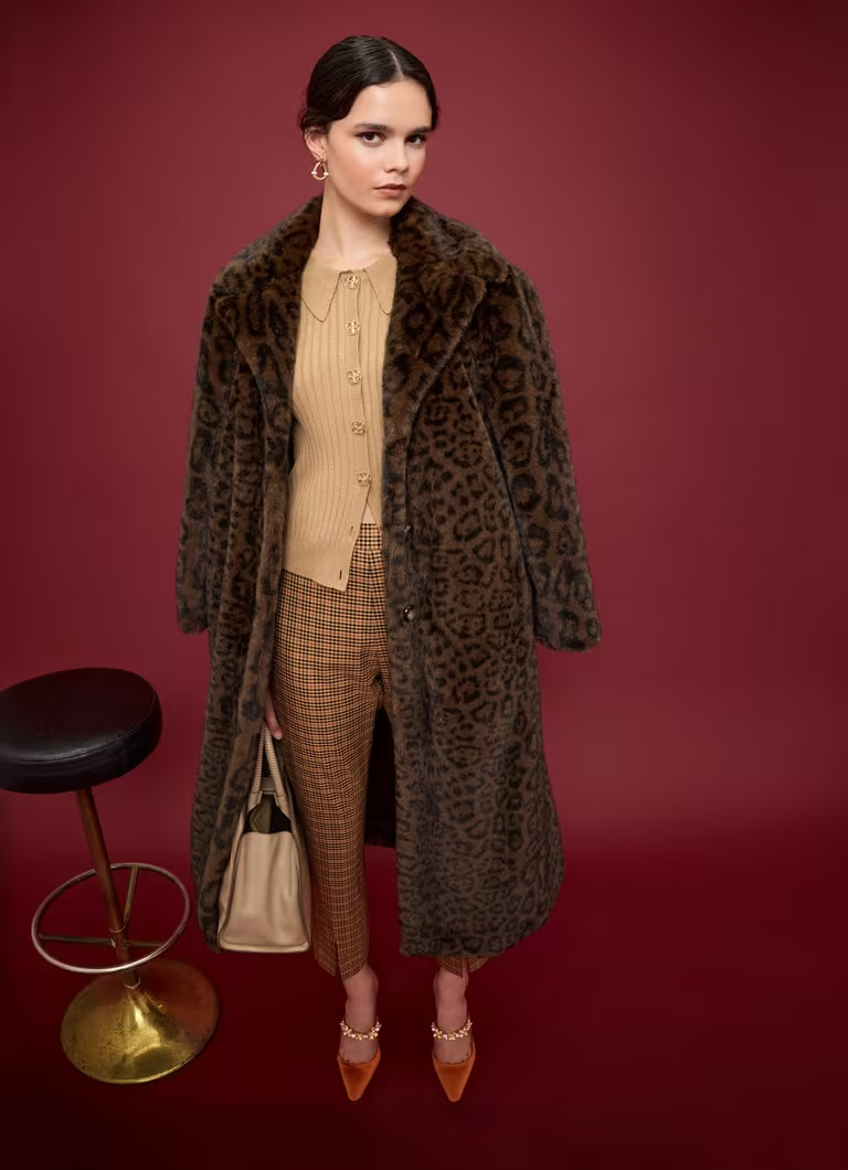 Leila Leopard Faux Fur Double Breasted Coat | L.K. Bennett (UK)