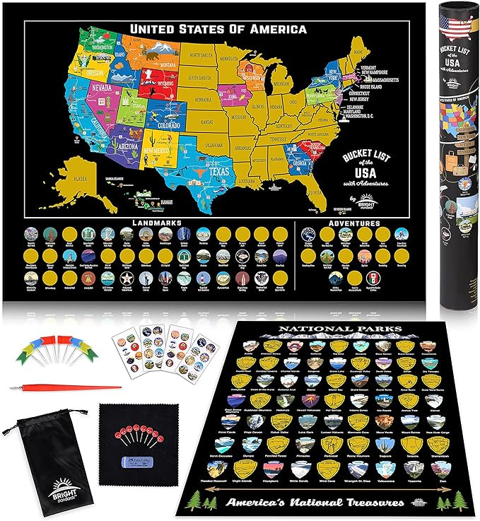 Scratch Off Map of United States + ALL 63 US National Parks Scratch Off Poster, 85 USA Landmarks,... | Amazon (US)