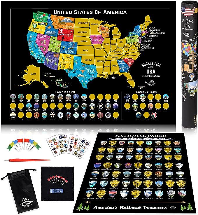 Scratch Off Map of United States + ALL 63 US National Parks Scratch Off Poster, 85 USA Landmarks,... | Amazon (US)