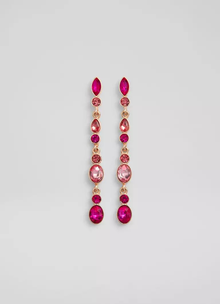 Mabel Pink Crystal Long Drop Earrings | L.K. Bennett (UK)