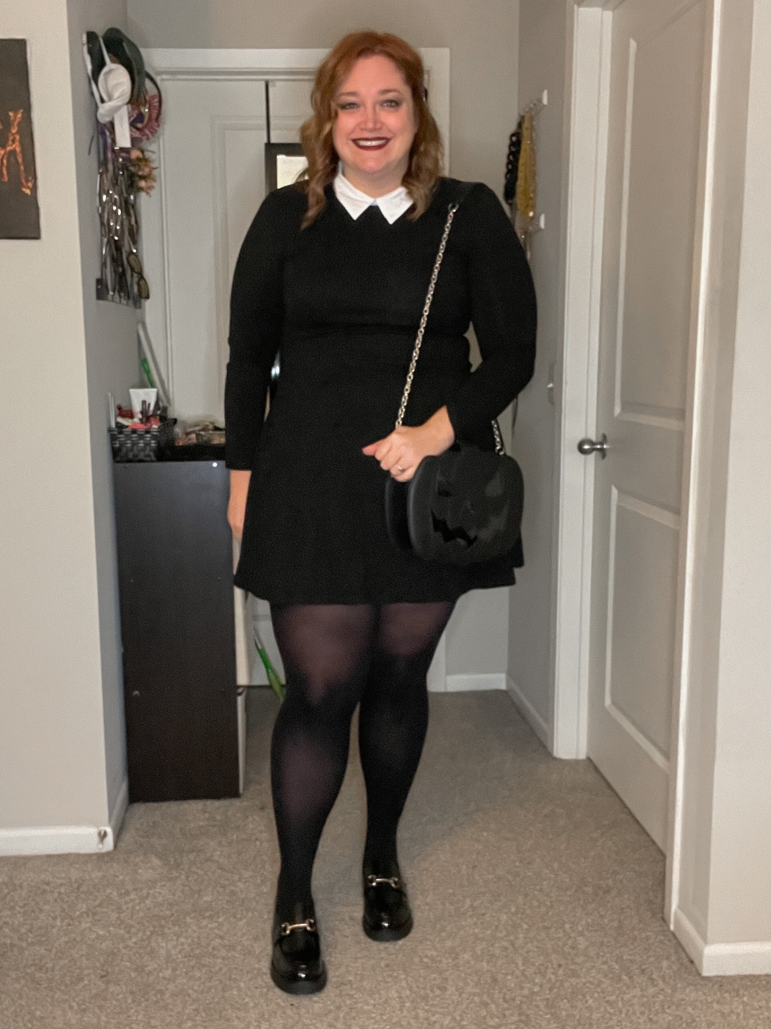 Halloween inspired plus size Wednesday Addams outfit.

Purse is Dolls Kill

#LTKHalloween #LTKplussize #LTKmidsize