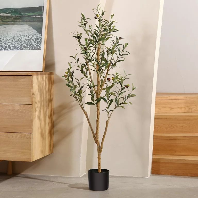 DR.Planzen Artificial Olive Tree 4FT Tall Faux Silk Plant for Home Office Decor Indoor Fake Potte... | Walmart (US)