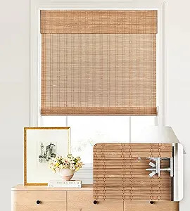 LazBlinds No Tools No Drill Cordless Bamboo Roman Shades, Light Filtering Window Treatment, Roll ... | Amazon (US)