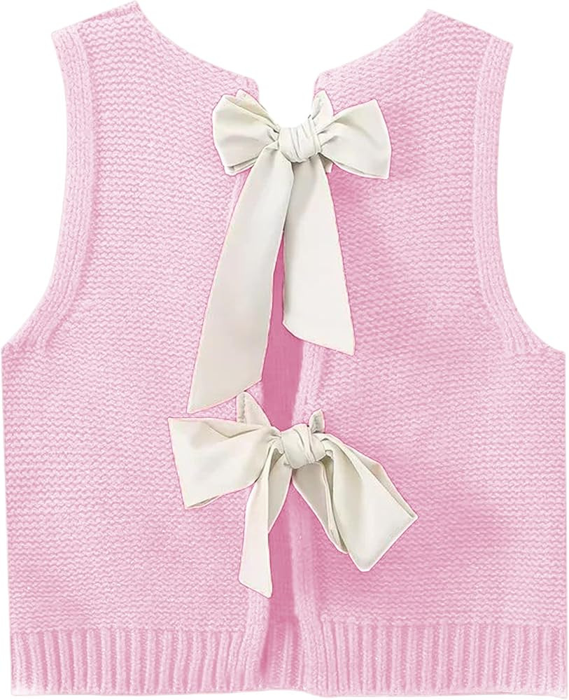 Lianlive Womens Summer Sweater Vest Top Casual Sleeveless Bow Tie Back Knit Tank Tops 2026 Cute V... | Amazon (US)
