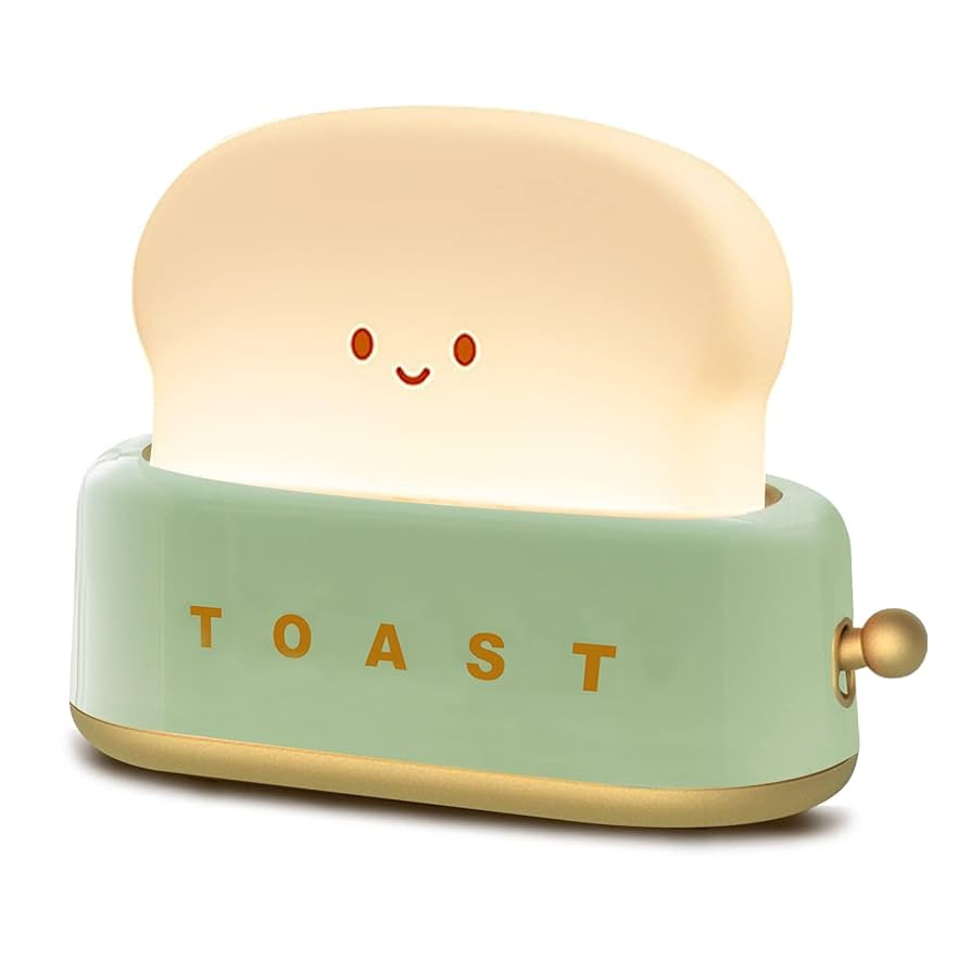 QANYI Desk Decor Toaster Lamp, Rechargeable Small Lamp with Smile Face Toast Bread Cute Toaster S... | Amazon (US)