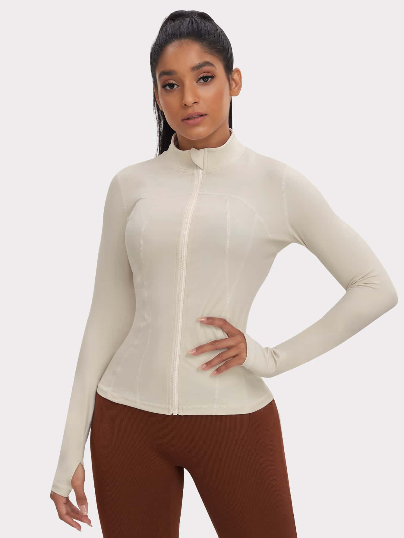 VUTRU Women's Slim Fit Sport Jacket With Thumb Hole | SHEIN