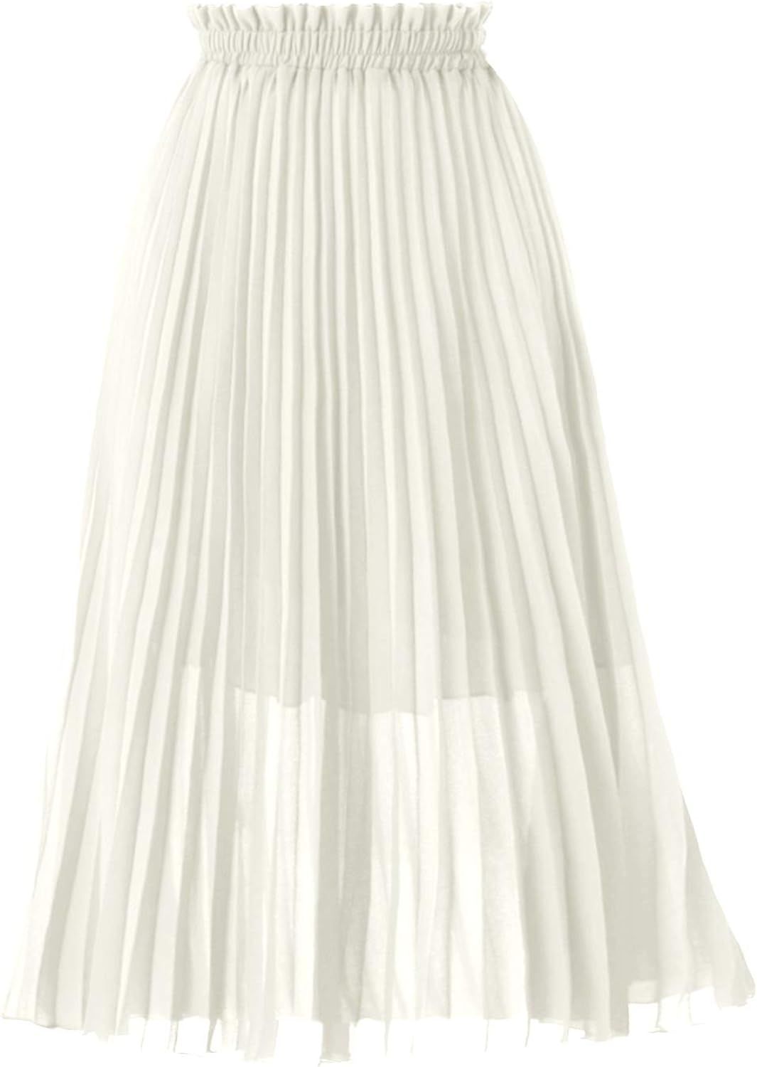 GOOBGS Women's Pleated A-Line High Waist Swing Flare Midi Skirt | Amazon (US)