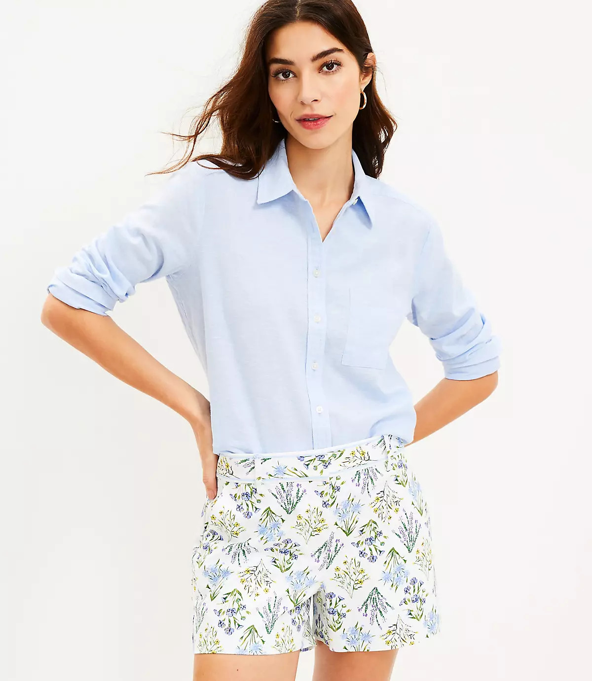 Bouquet Seersucker Riviera Shorts | LOFT