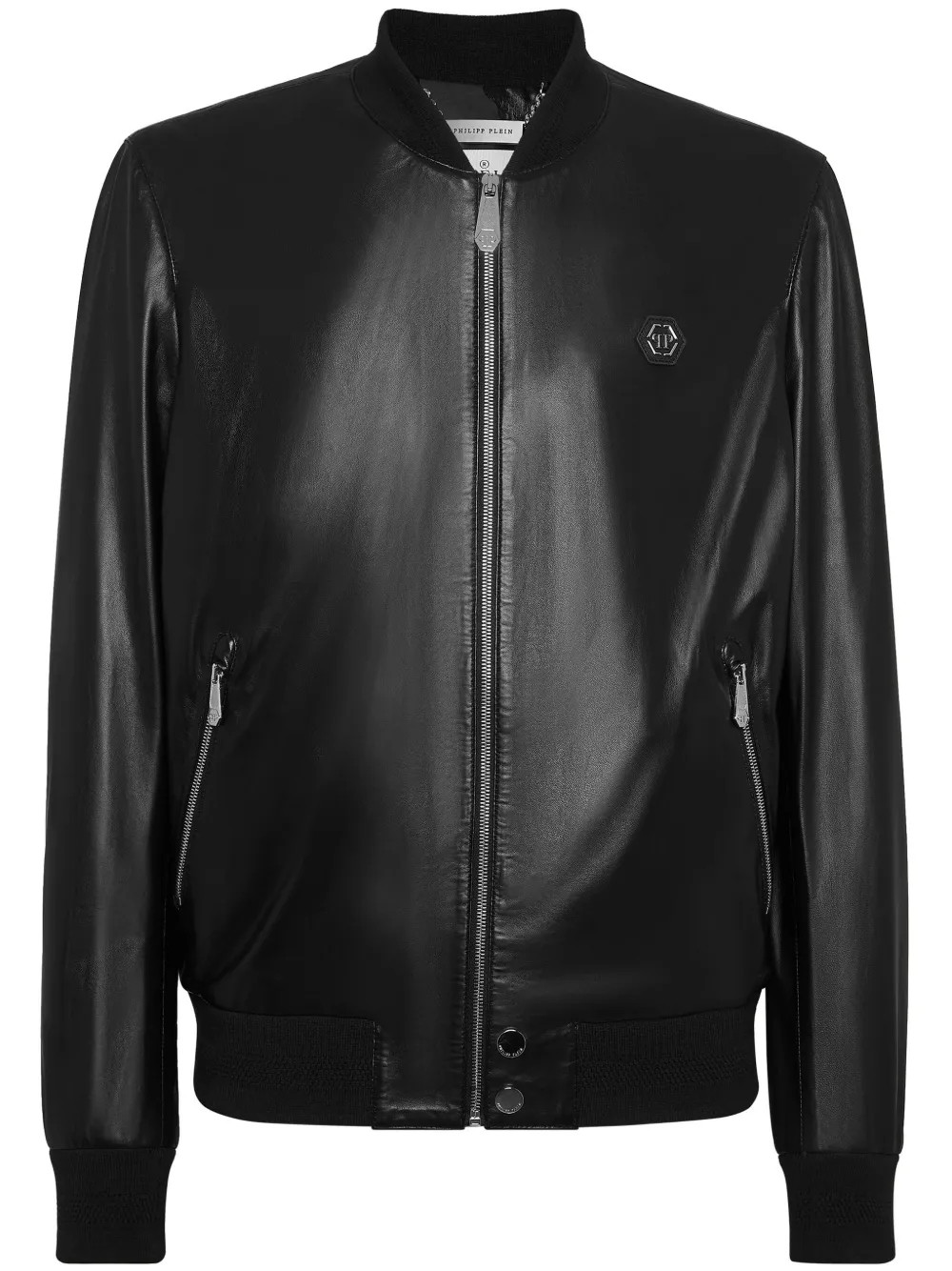 Philipp Plein Leather Bomber Jacket  | Black | FARFETCH | Farfetch Global