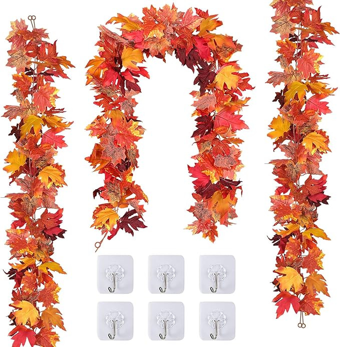 3 Pack Fall Decor for Home Fall Leaves Garland Thanksgiving Decorations Indoor Outdoor 5.8Ft/Piec... | Amazon (US)