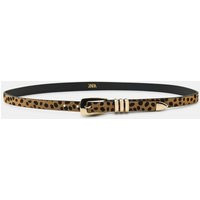 Zara - Animal Print 100% Leather Skinny Belt - Brown - 30 (Us 30) - Woman | Zara US