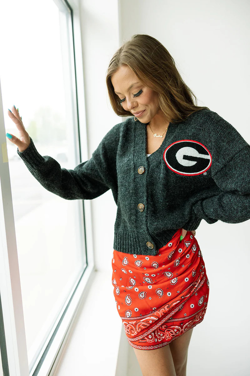 Georgia Chenille Patch Cropped Cardigan | Gameday Social