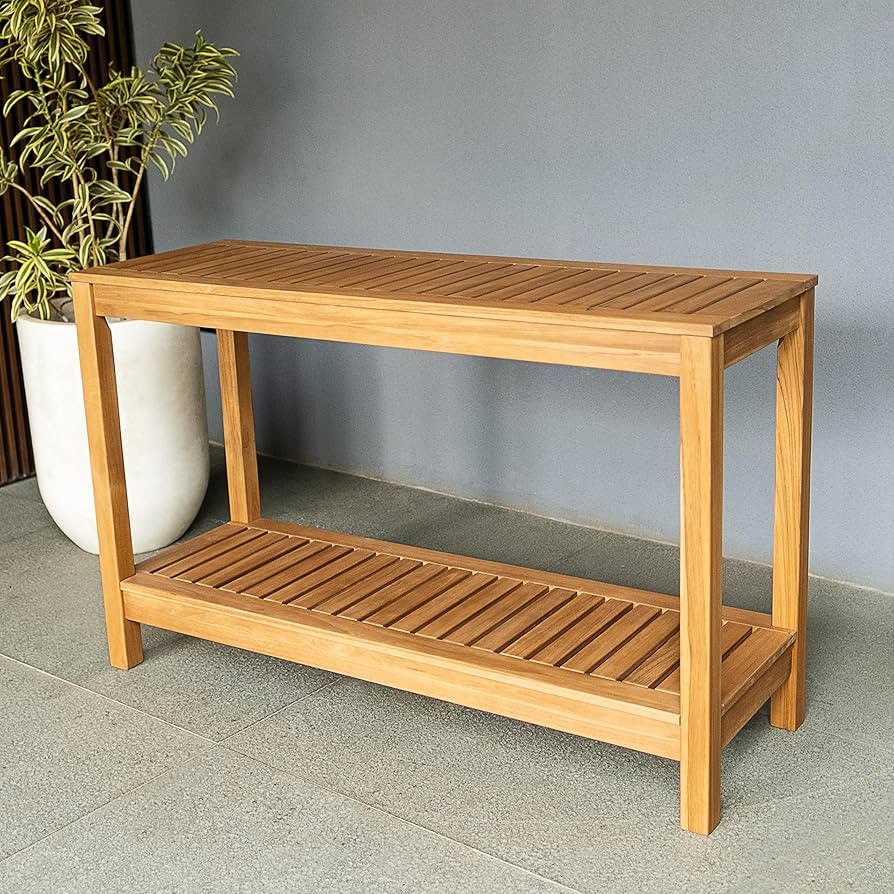 Cambridge Casual Logan Solid Teak Wood Outdoor Console Table – Narrow Garden Table with Bottom ... | Amazon (US)