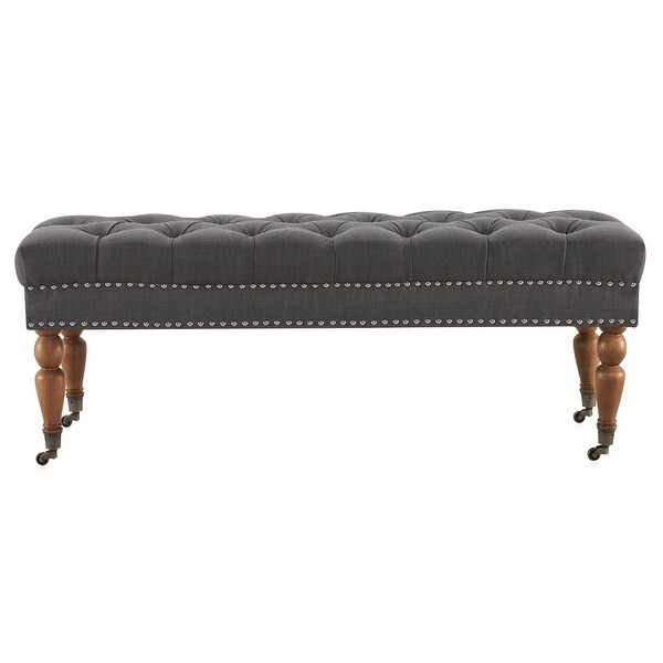 BELLEZE 47" Brooke Tufted Ottoman Bench with Rubber Wood Legs - Medium | Bed Bath & Beyond