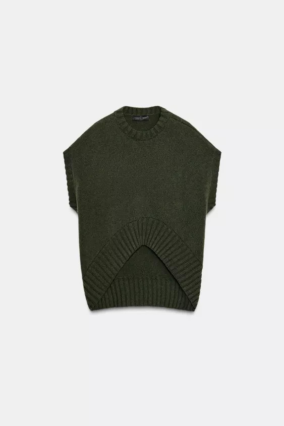 OVERSIZED ASYMMETRIC HEM WOOL VEST | Zara US