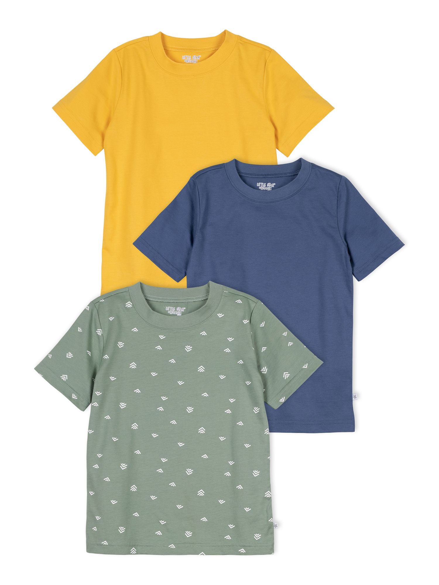 Little Star Organic Toddler Boy 3 Pk Short Sleeve Shirts, Size 12 Months - 5T | Walmart (US)