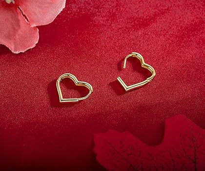 SLUYNZ 925 Sterling Silver 1.6CM Heart Hoop Earrings for Women Teen Girls Sweet Love Heart Earrin... | Amazon (US)