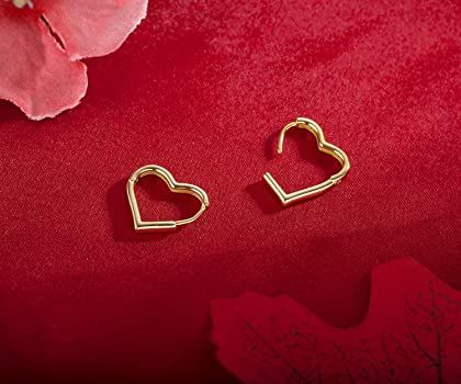 SLUYNZ 925 Sterling Silver 1.6CM Heart Hoop Earrings for Women Teen Girls Sweet Love Heart Earrin... | Amazon (US)