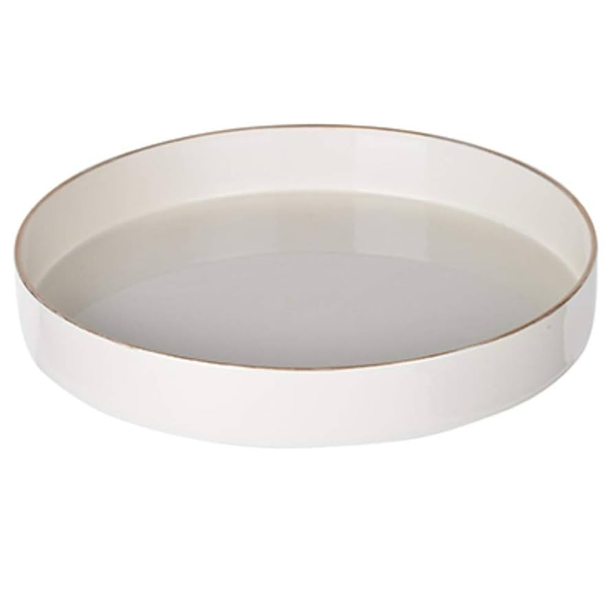 Benjara Sturdy Wooden Round Tray, White | Amazon (US)
