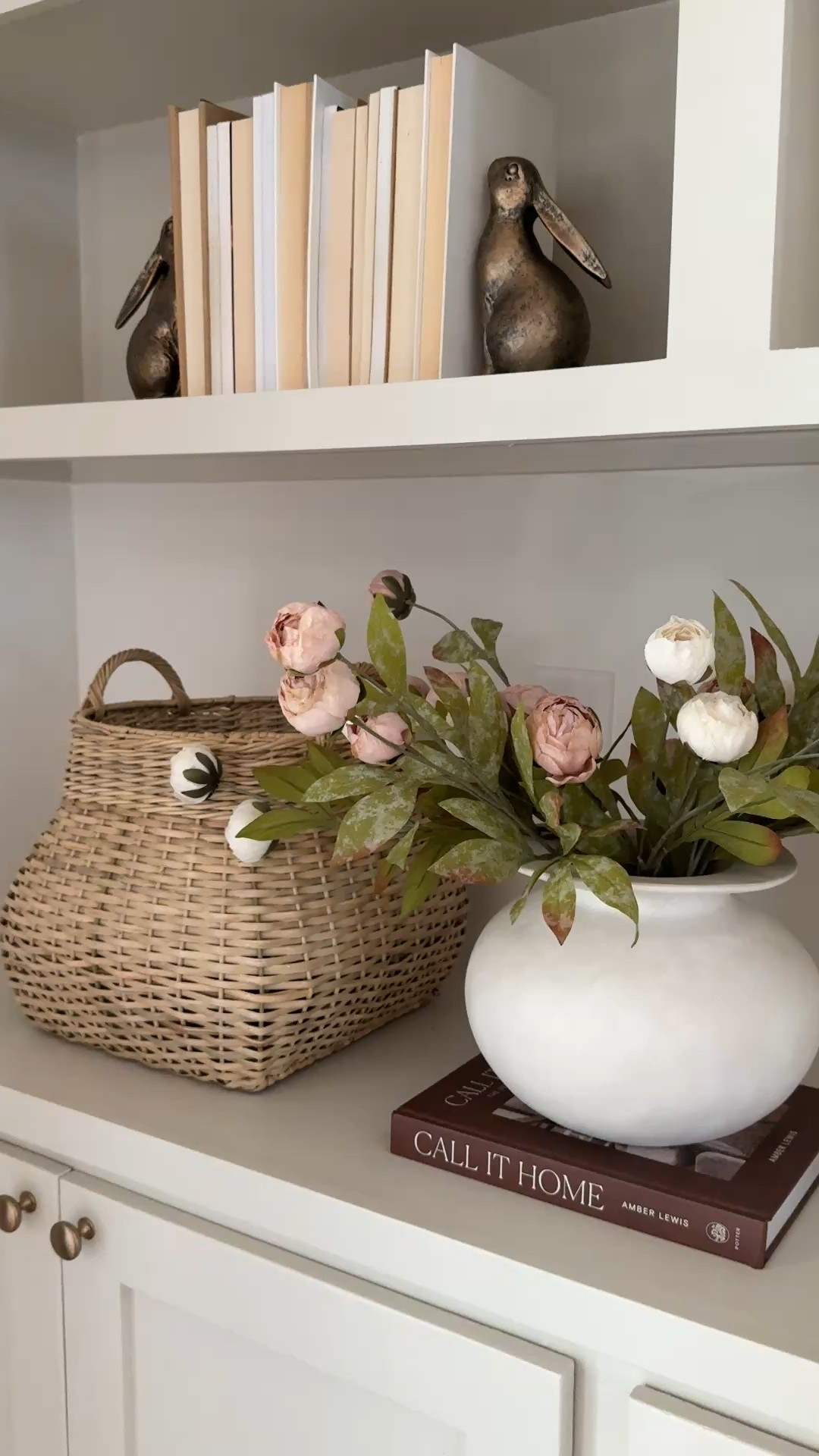 My most requested bookshelf details! I love the unique shape of these baskets! This vase is Pottery Barn inspired and usually in stock at Target! One of my faves 😍

#LTKSaleAlert #LTKHome #LTKSeasonal