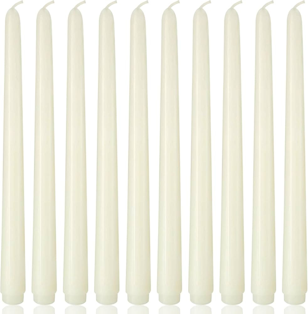 10 Inch Ivory Taper Candles, 10 Pack Unscented Candlesticks for Dinner, Wedding, Christmas, Seaso... | Amazon (US)