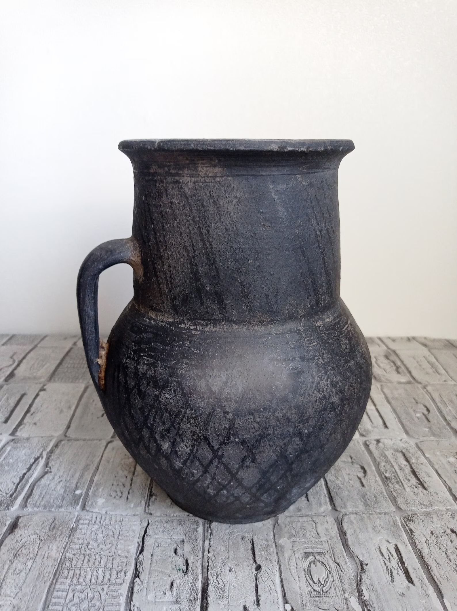 Old Black Clay Pot Rustic Vase Wabi Sabi Vessel Black Clay - Etsy | Etsy (US)