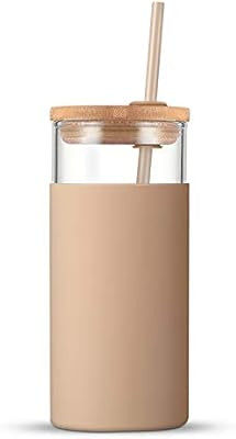 Tronco 20oz Glass Tumbler Glass Water Bottle Straw Silicone Protective Sleeve Bamboo Lid - BPA Fr... | Amazon (US)