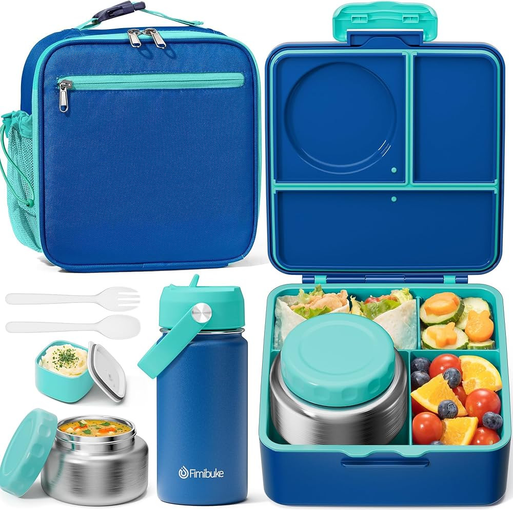 Fimibuke Kids Bento Lunch Box with Thermos, Leakproof Toddler Bento Box with 8.5 OZ Insulated Foo... | Amazon (US)