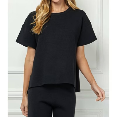 Women's Short Sleeve Sweater Top - SEE AND BE SEEN L | Target