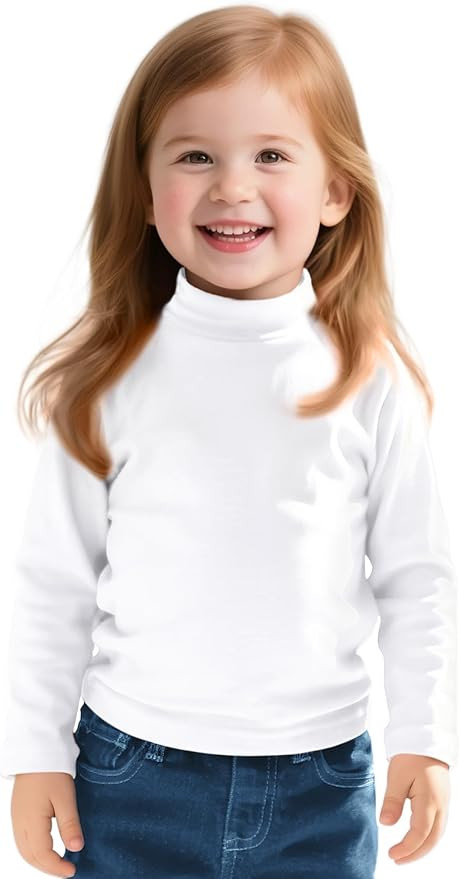 Witwot Toddler Girls Mock Turtleneck Shirts Cotton Baby Girl Long Sleeve Thermal T-Shirt Soft Bas... | Amazon (US)