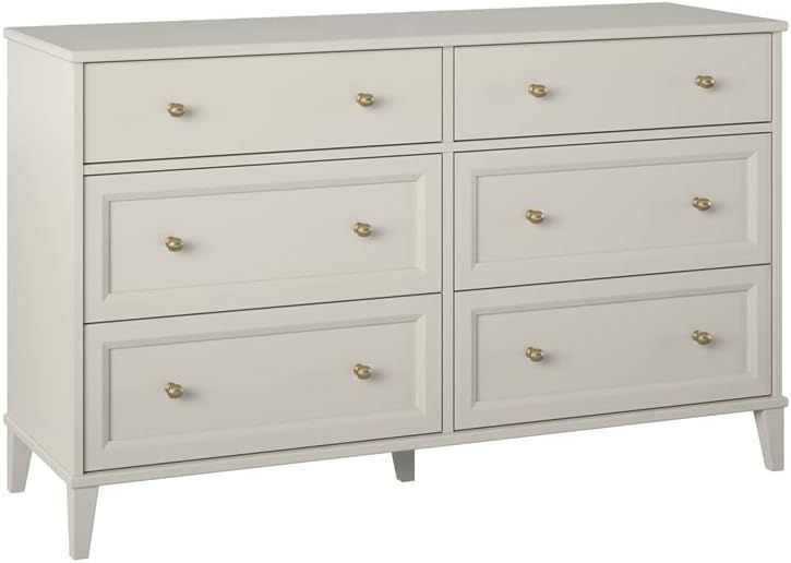 Ameriwood Home Monticello Wide 6 Drawer Dresser, Taupe | Amazon (US)