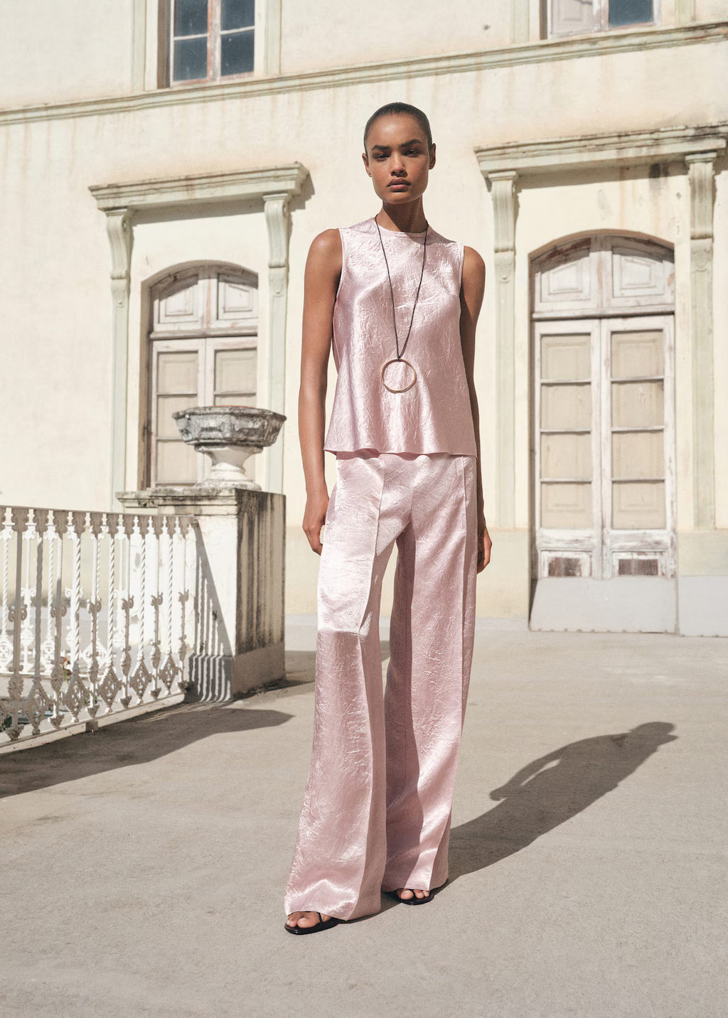 Wrinkled-effect satin blouse pastel pink - Woman - 2 - MANGO | Mango (US/MX/AU)