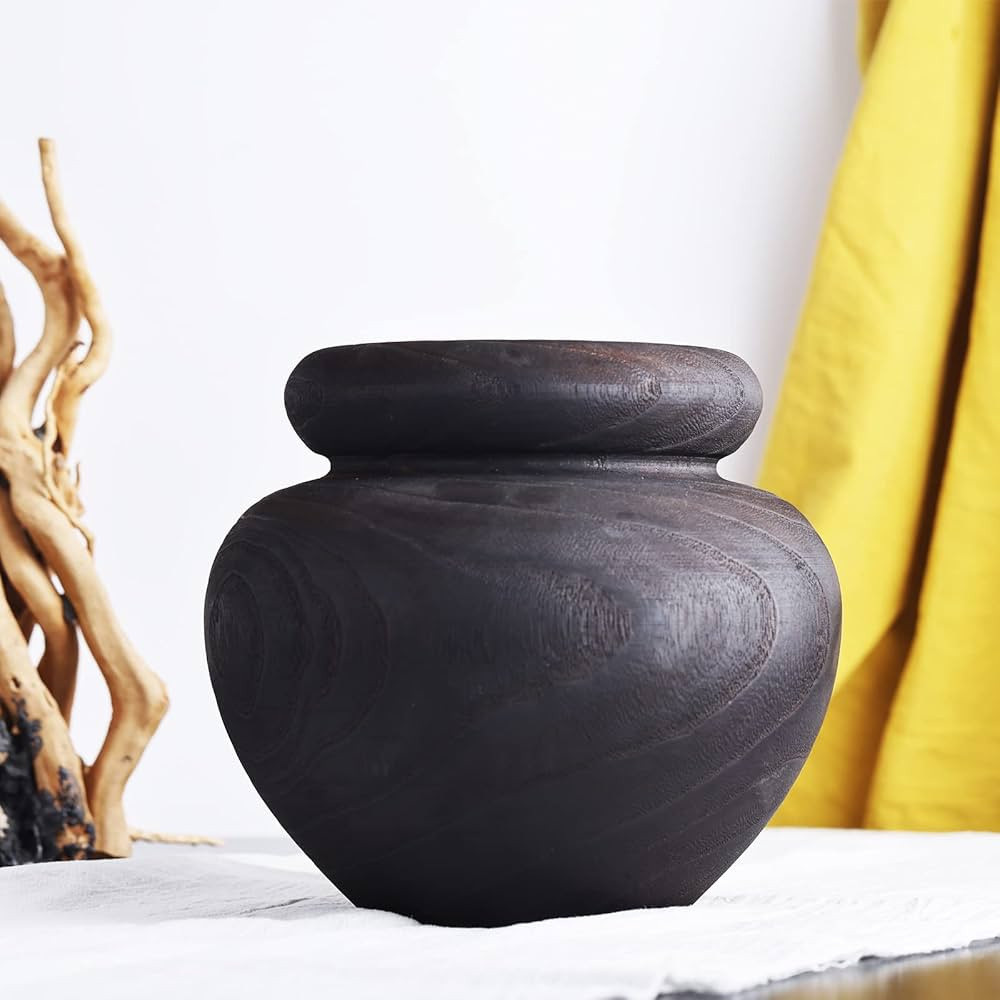 Paulownia Wooden Vase, Rustic Wooden Vase for Home Decor, Farmhouse Rustic Round Wood Vases for D... | Amazon (US)