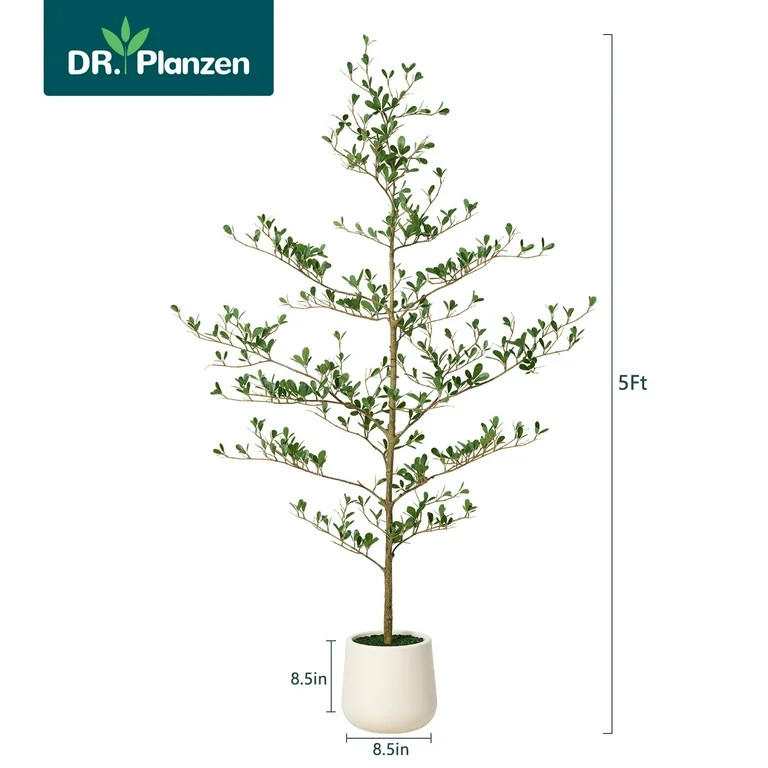 DR.Planzen 5FT Artificial Black Olive Tree with UV-Resistant Silk Leaves & White Planter, Tall Ar... | Walmart (US)