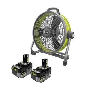RYOBI ONE+ 18V Cordless Hybrid 18 in. Air Cannon Drum Fan with (2) 4.0 Ah HIGH PERFORMANCE Batter... | The Home Depot