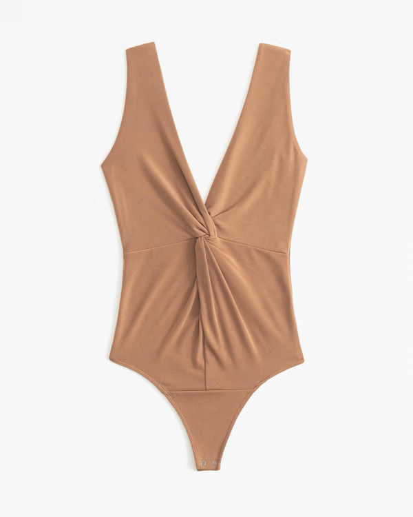 Glossy Rib Plunge Twist Bodysuit | Abercrombie & Fitch (US)