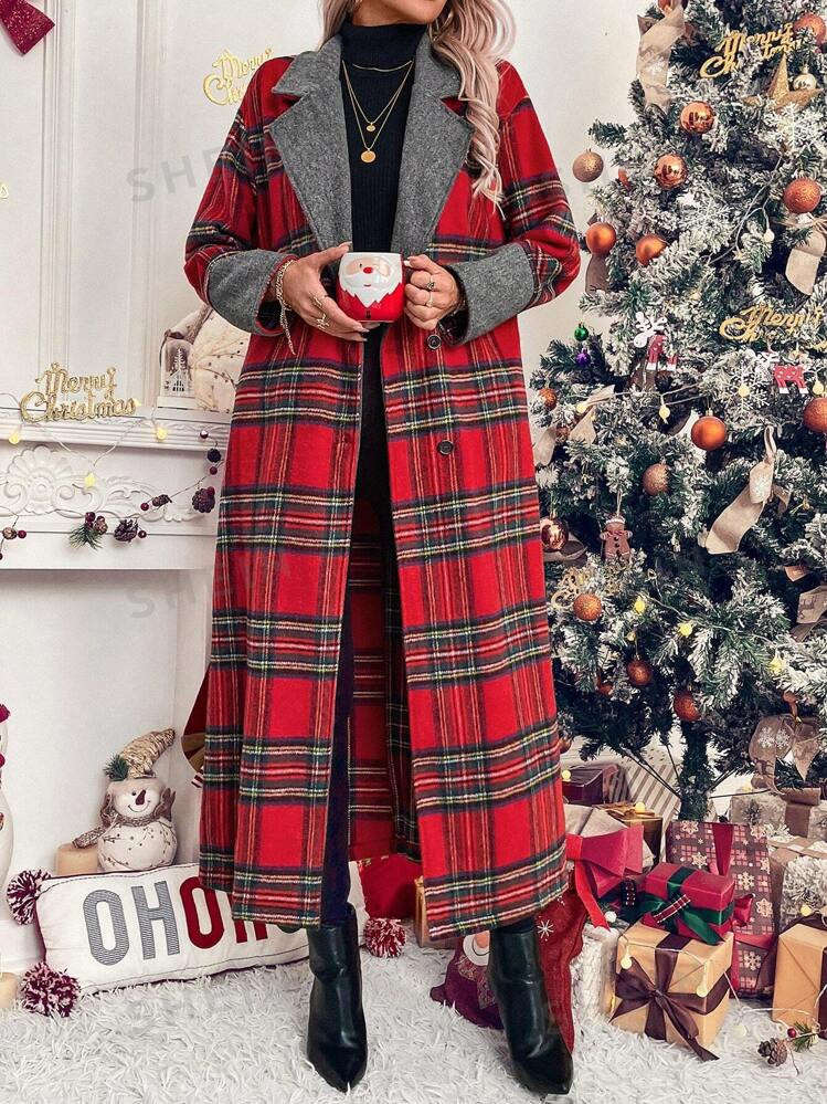 SHEIN LUNE Women's Plaid Contrast Color Casual Jacket (Random Print) | SHEIN