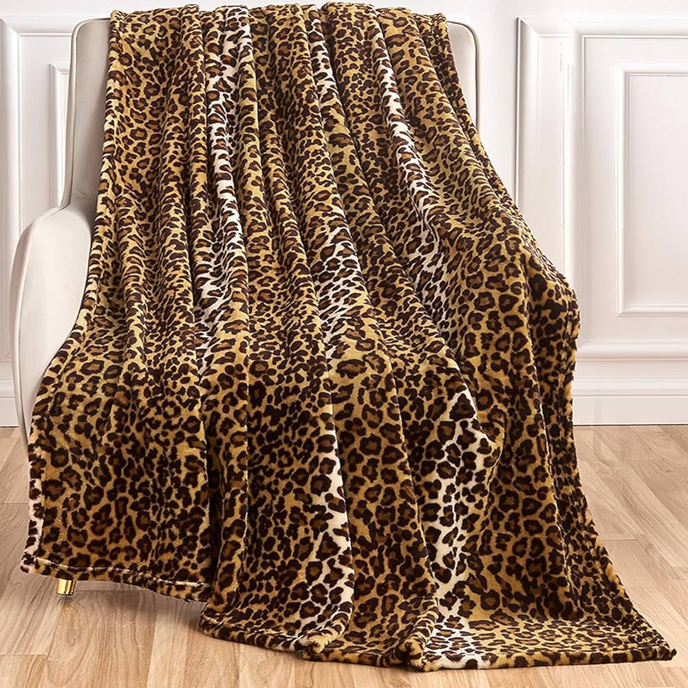 Leopard Print Blanket Fleece Throw Blanket for Bed Sofa Travel and Camping, Super Soft Cozy Fluff... | Amazon (US)