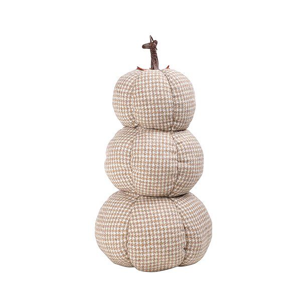 Way to Celebrate Harvest Stacked Plaid Fabric Pumpkins Décor (Set of 2) - Walmart.com | Walmart (US)