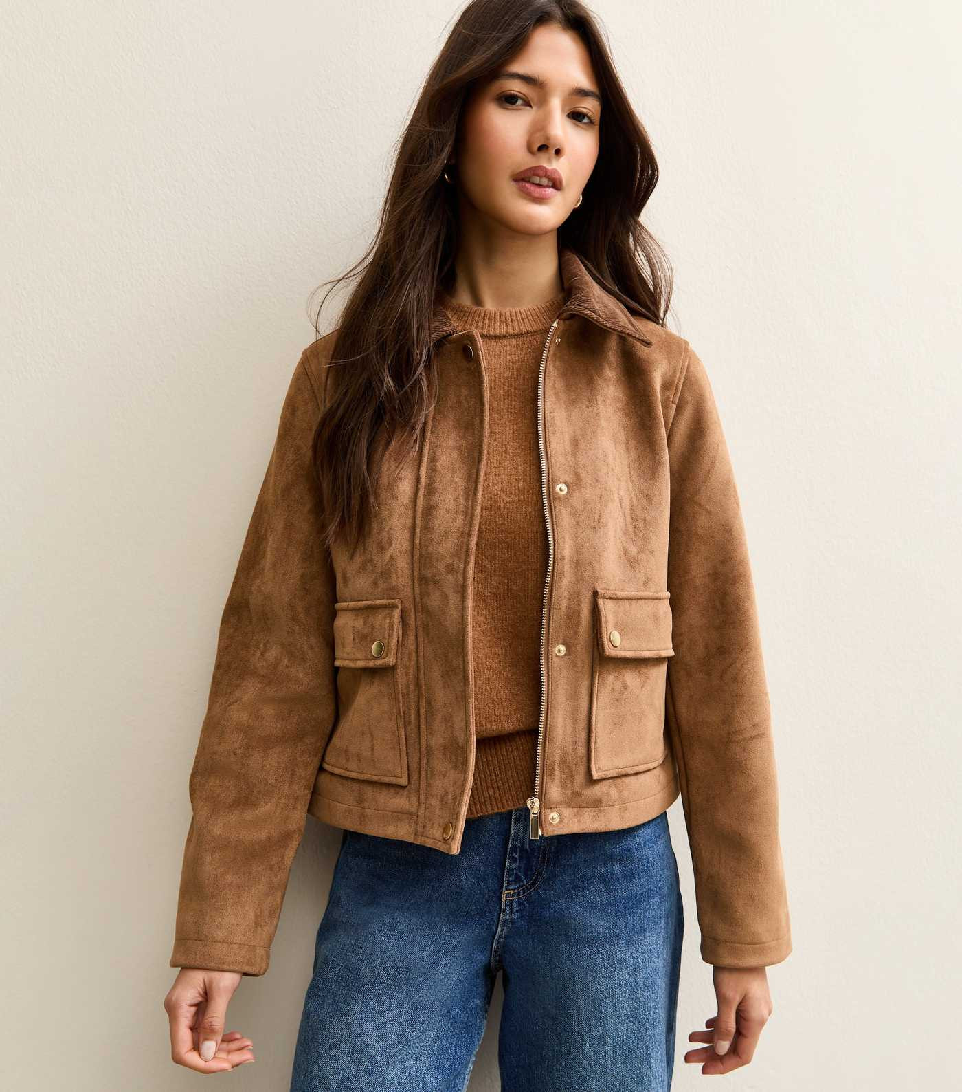 Tan Faux Suede Patch Pocket  Jacket | New Look | New Look (UK)